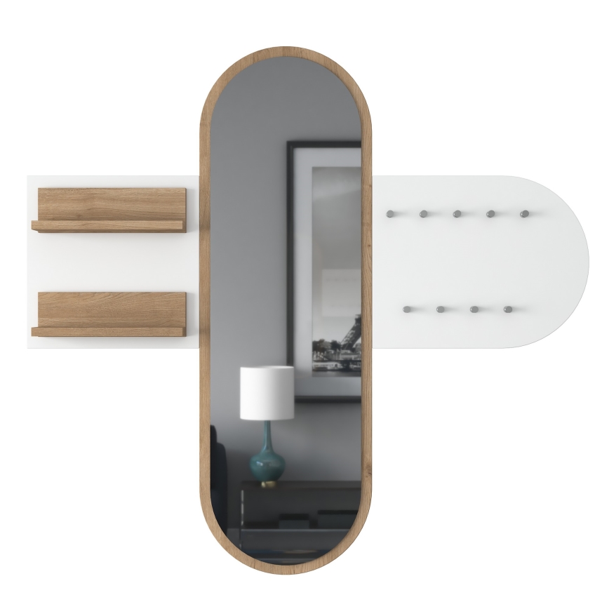 Väggspegel RANI 125x120 cm vit/brun