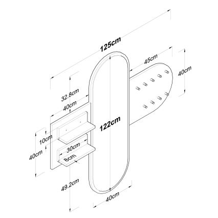 Väggspegel RANI 125x120 cm vit/brun