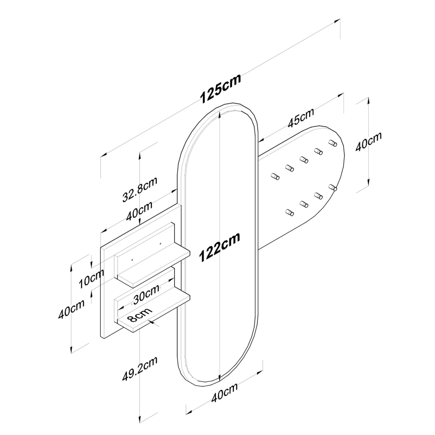 Väggspegel RANI 125x120 cm vit/brun