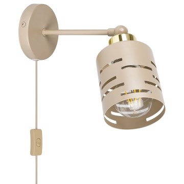 Väggspot med strömbrytare ELEN 1xE27/35W/230V beige/guld