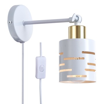 Väggspot med strömbrytare ELEN 1xE27/35W/230V vit/guld