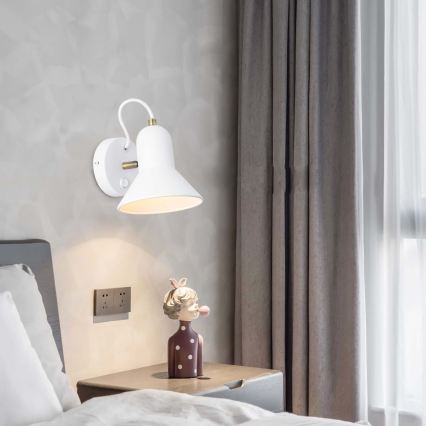 Väggspotlight ASTAMA 1xE27/40W/230V vit/mässing