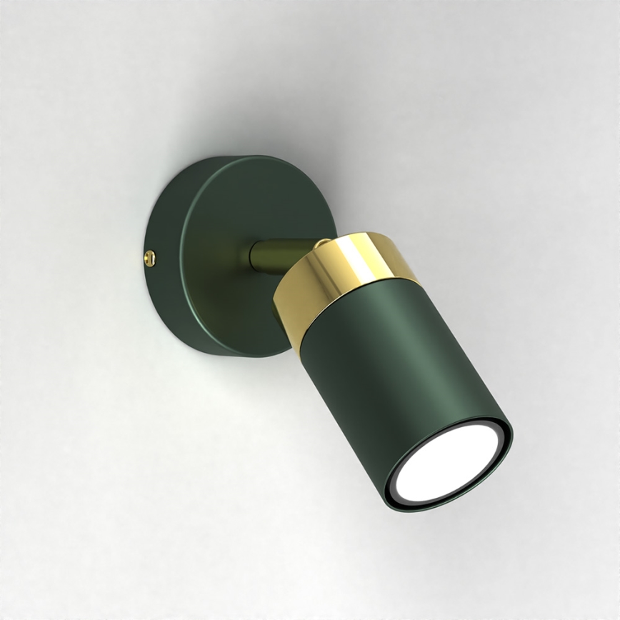 Väggspotlight JOKER 1xGU10/25W/230V grön/guld