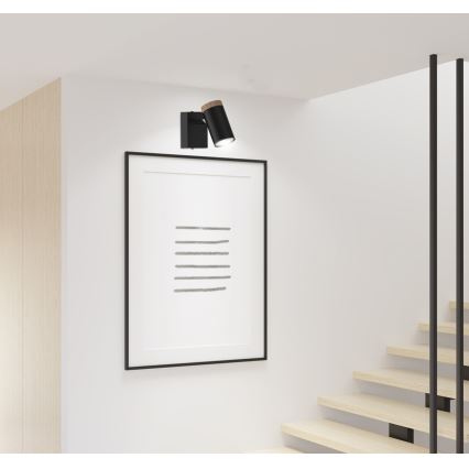 Väggspotlight LAGOS 1xGU10/15W/230V svart/brun