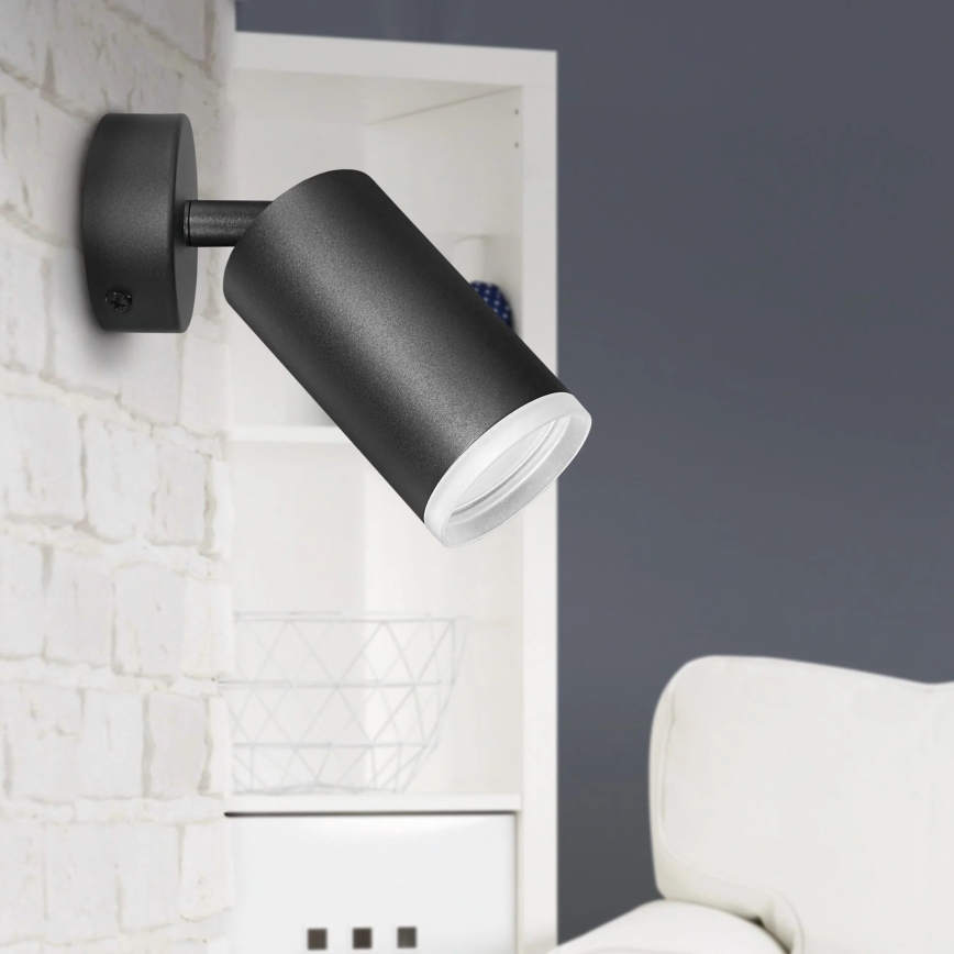 Väggspotlight LONDON 1xGU10/10W/230V svart