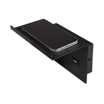Väggmonterad spotlight med hylla och USB-laddare 1xG9/35W/230V svart/guld
