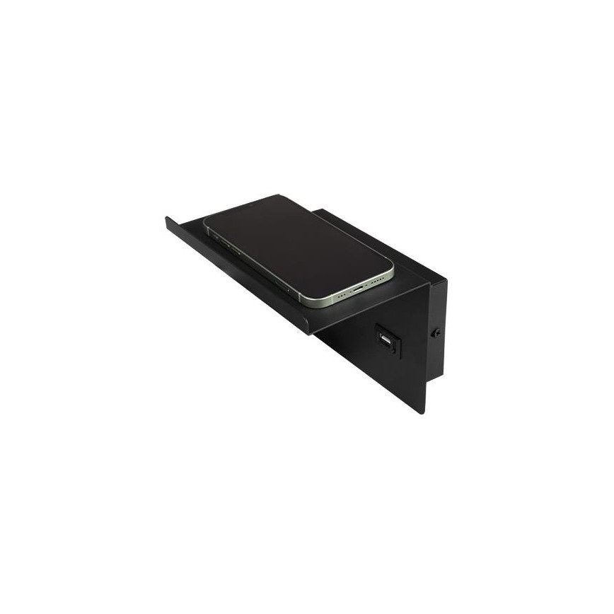 Väggmonterad spotlight med hylla och USB-laddare 1xG9/35W/230V svart/guld