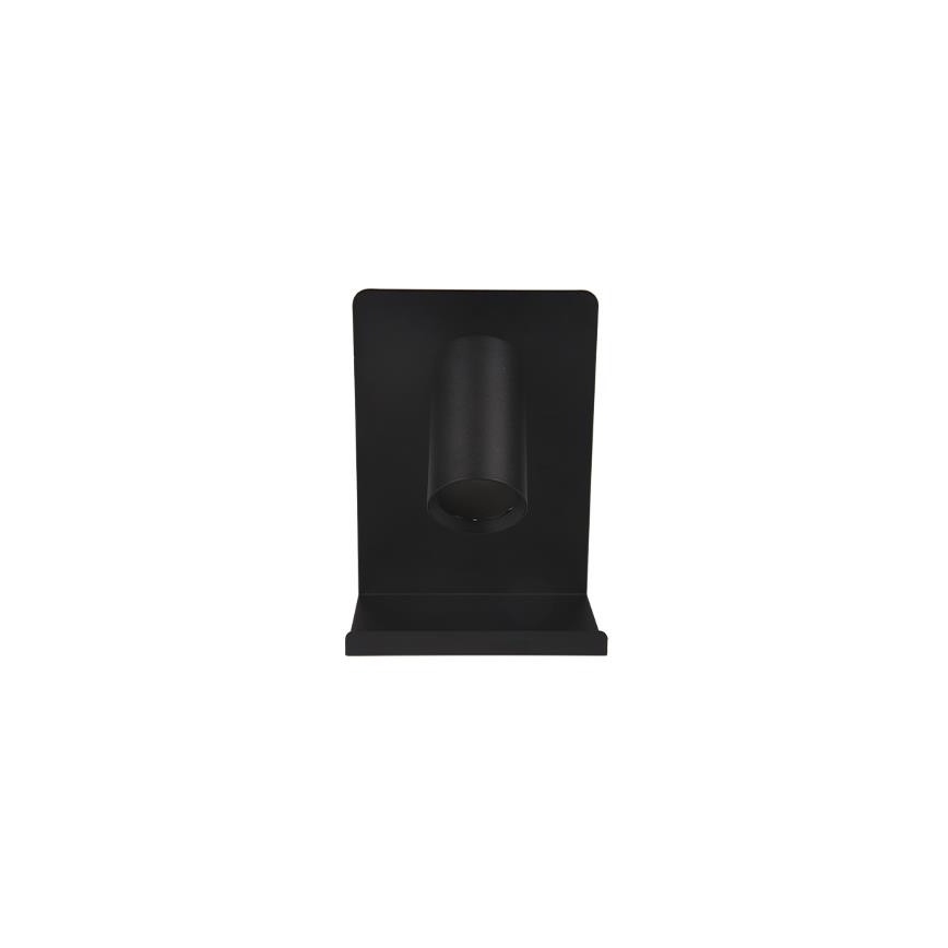 Väggmonterad spotlight med hylla och USB-laddare 1xGU10/35W/230V svart