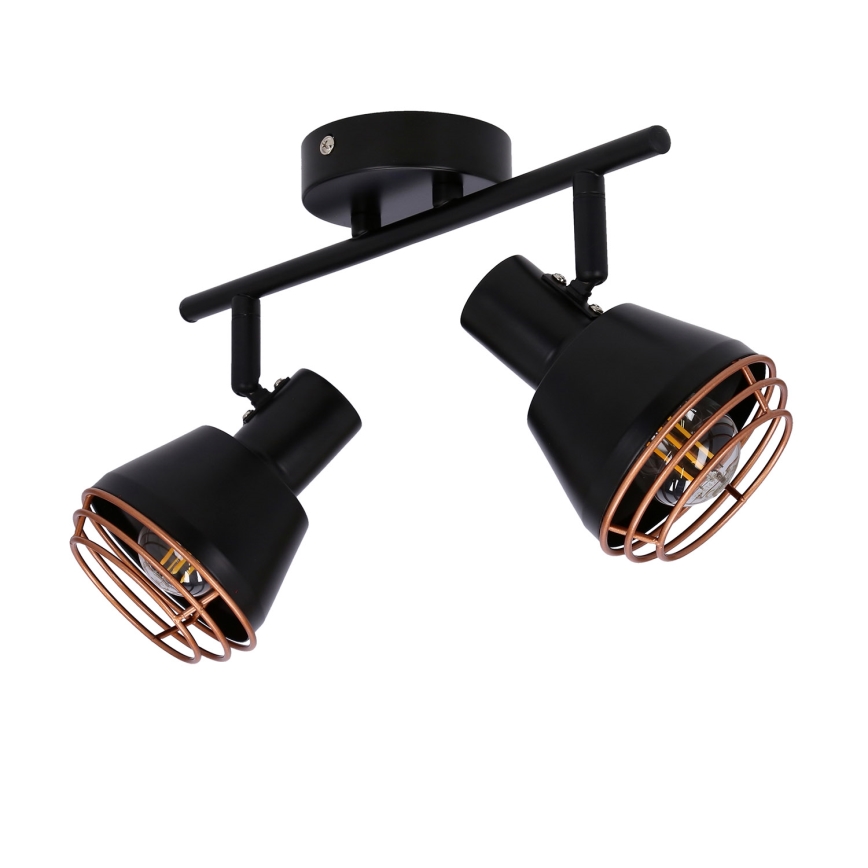 Väggspotlight NERIA 2xE14/40W/230V svart/koppar