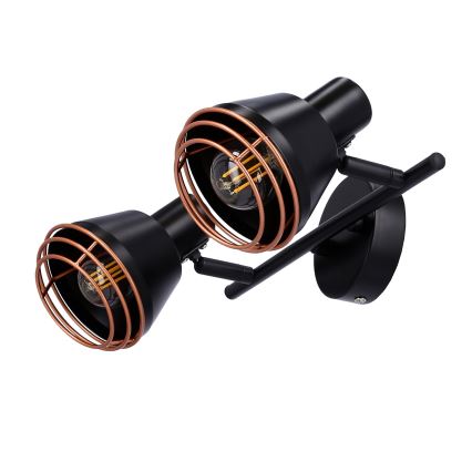 Väggspotlight NERIA 2xE14/40W/230V svart/koppar