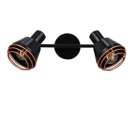 Väggspotlight NERIA 2xE14/40W/230V svart/koppar