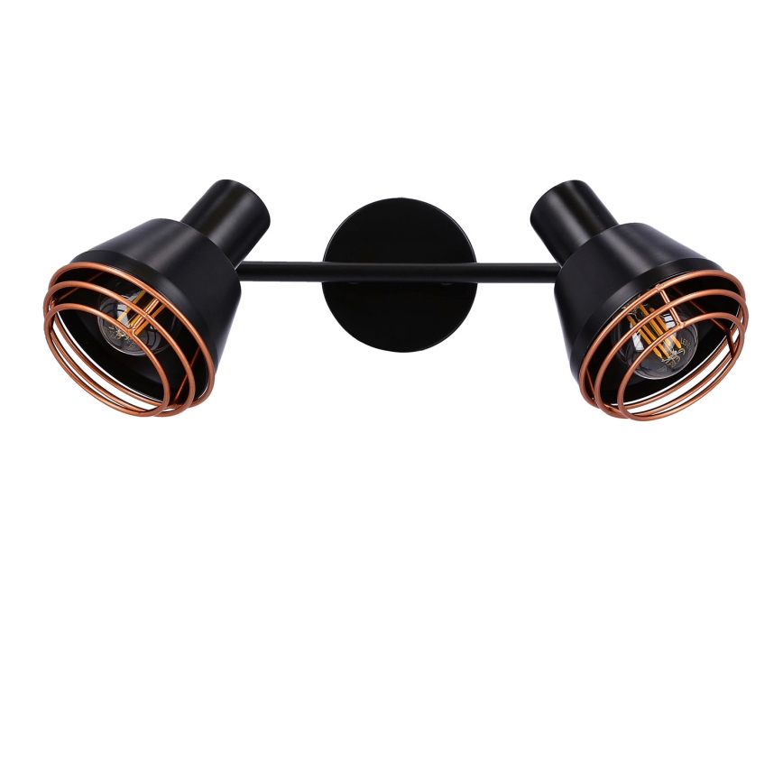 Väggspotlight NERIA 2xE14/40W/230V svart/koppar