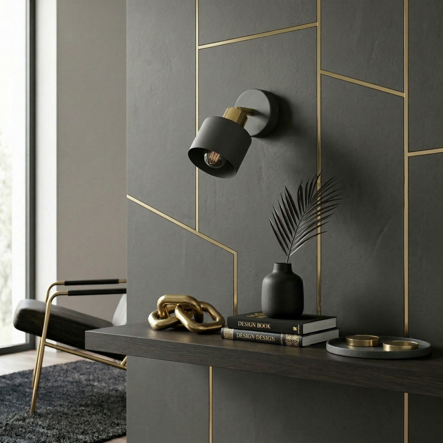 Väggspotlight PARKLA 1xE27/15W/230V svart/guld