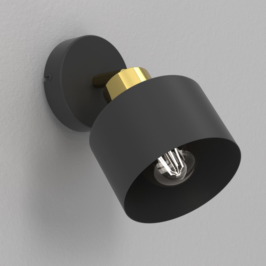Väggspotlight PARKLA 1xE27/15W/230V svart/guld