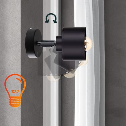 Väggspotlight SIMPLY BLACK 1xE27/60W/230V