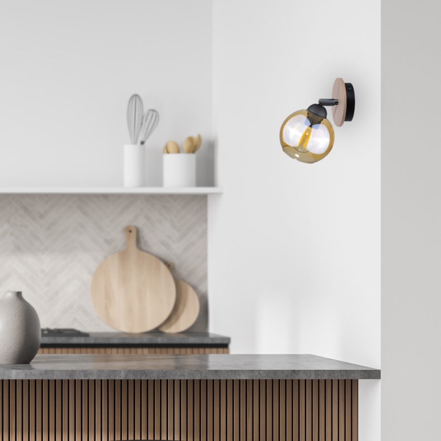 Väggspotlight THEA WOOD 1xE27/60W/230V