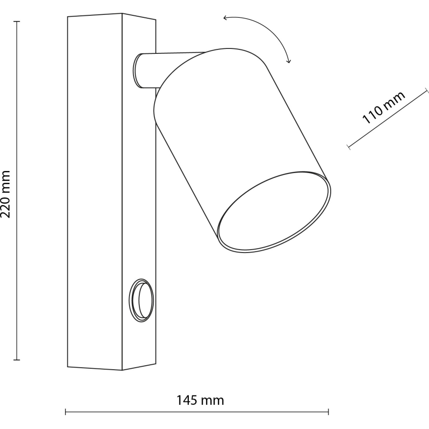 Väggspotlight TOP 1xGU10/10W/230V svart/guld
