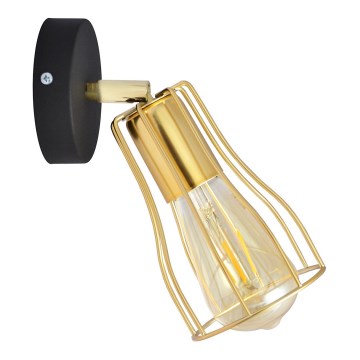 Väggspotlight TUBE 1xE27/15W/230V guld/svart