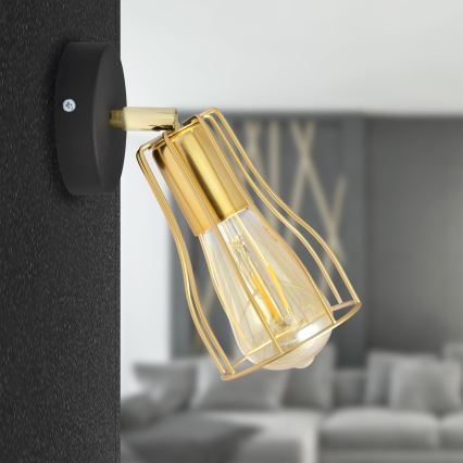 Väggspotlight TUBE 1xE27/15W/230V guld/svart