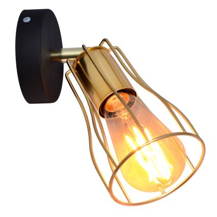 Väggspotlight TUBE 1xE27/15W/230V guld/svart