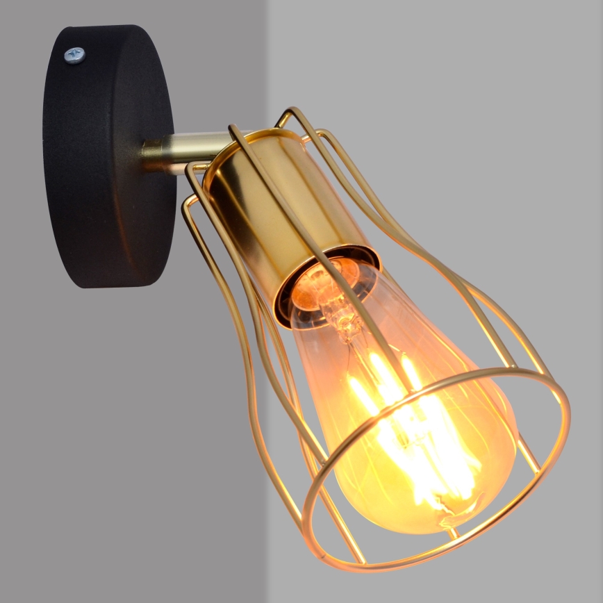 Väggspotlight TUBE 1xE27/15W/230V guld/svart