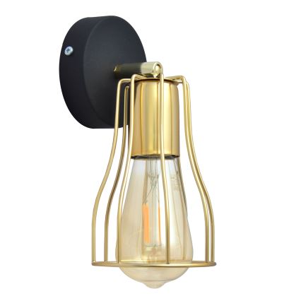 Väggspotlight TUBE 1xE27/15W/230V guld/svart