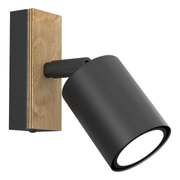 Väggspotlight TULON 1xGU10/8W/230V svart/ek