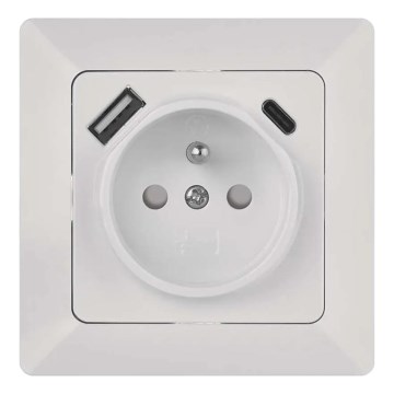 Vägguttag med USB-A och USB-C