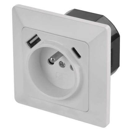 Vägguttag med USB-A och USB-C