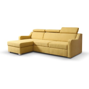 Vändbar bäddbar hörnsoffa med förvaringsutrymme PORTO, gul
