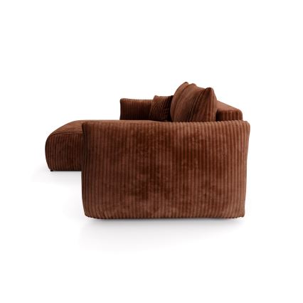 Universell vändbar hörnsoffa med bäddfunktion och förvaring i L‑form FRIDA brun