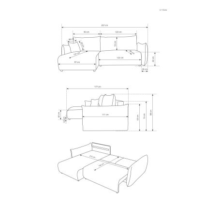 Universell vändbar hörnsoffa med bäddfunktion och förvaring i L‑form FRIDA brun