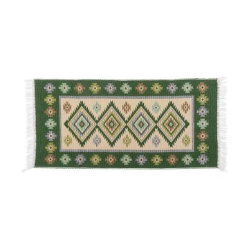 Vändbar kelimmatta KILIM 80x150 cm grön/beige