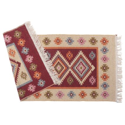 Vändbar orientalisk kelimmatta KILIM 80x150 cm röd/beige