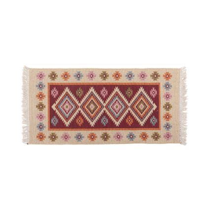 Vändbar orientalisk kelimmatta KILIM 80x150 cm röd/beige