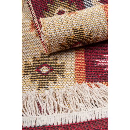 Vändbar orientalisk kelimmatta KILIM 80x150 cm röd/beige