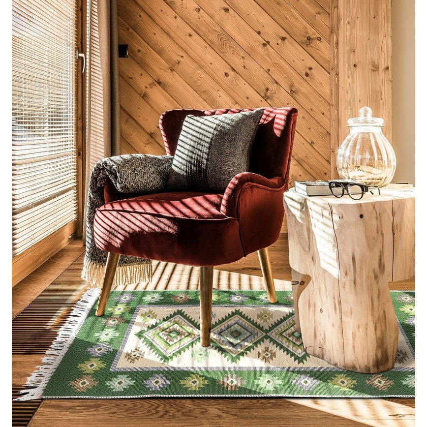 Vändbar orientalisk matta KILIM 80x150 cm grön/beige
