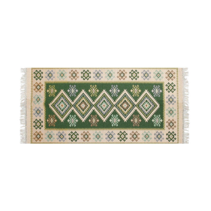 Vändbar orientalisk matta KILIM 80x150 cm grön/beige