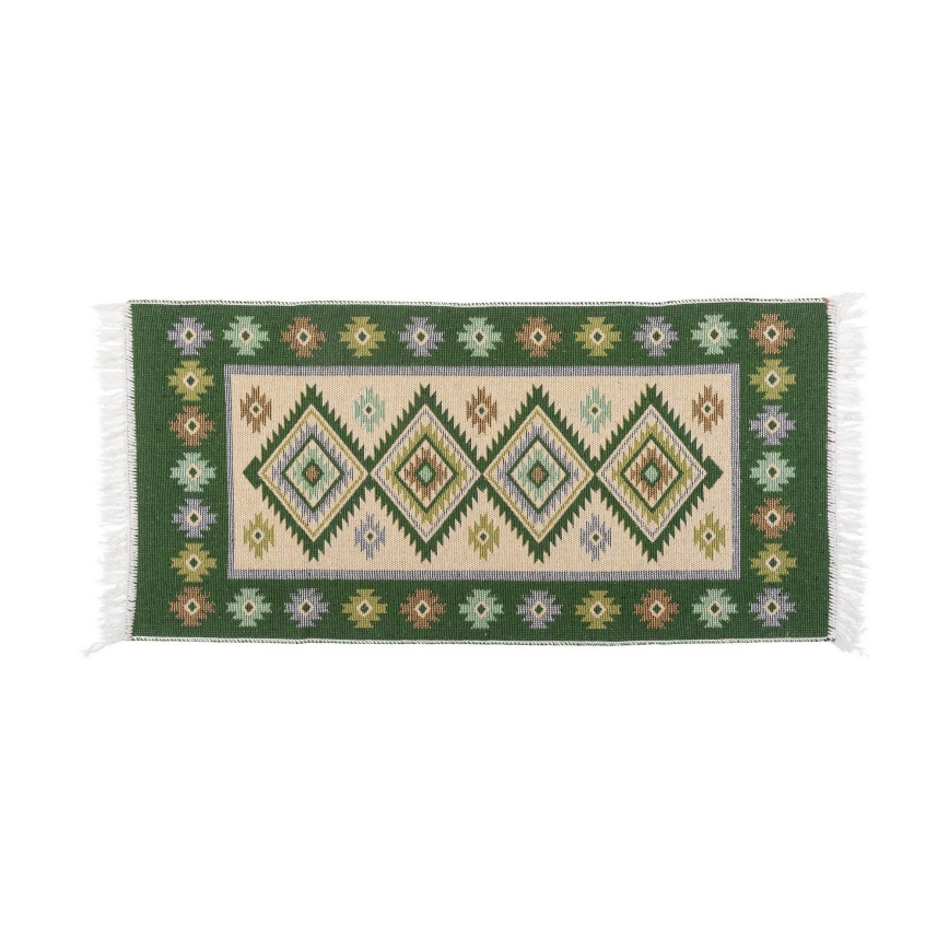 Vändbar orientalisk matta KILIM 80x150 cm grön/beige