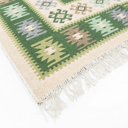 Vändbar orientalisk matta KILIM 80x150 cm grön/beige
