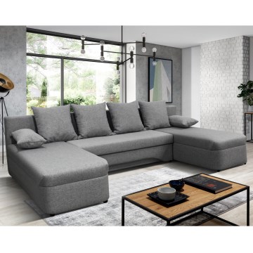Vändbar U-formad bäddbar hörnsoffa med förvaring ALMEIDA grå