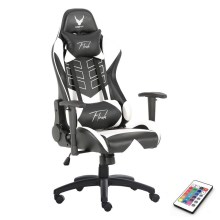 VARR Flash spelstol med LED RGB ryggbelysning + fjärrkontroll svart/vit