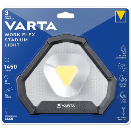 Varta 18647101401 - LED Bärbar Ficklampa WORK FLEX LED/12W/5V 5200mAh IP54