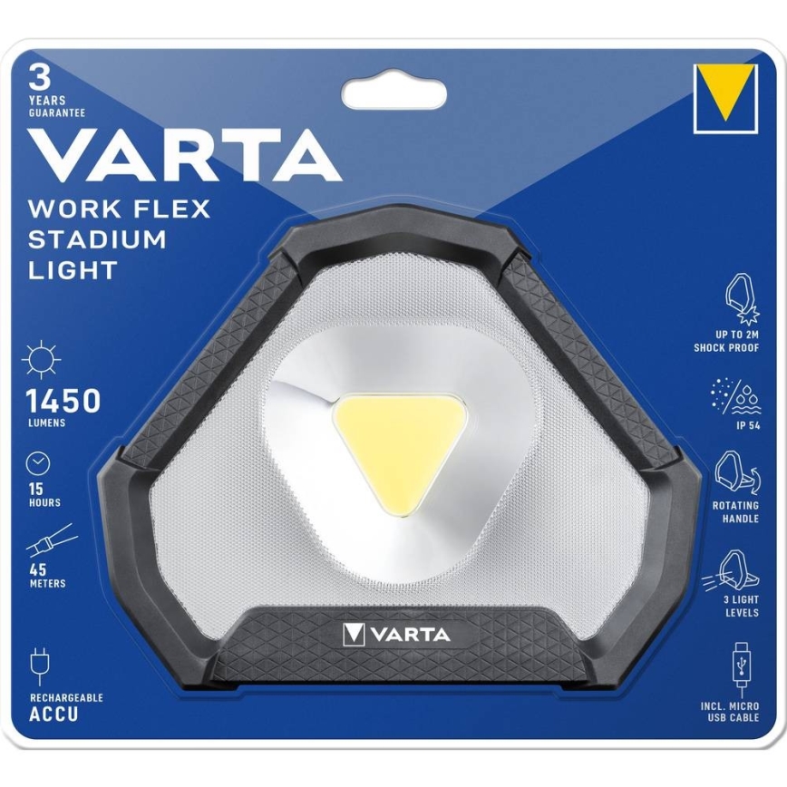 Varta 18647101401 - LED Bärbar Ficklampa WORK FLEX LED/12W/5V 5200mAh IP54
