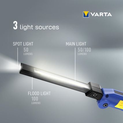 Varta 18649101401 - LED uppladdningsbar ficklampa WORK FLEX F20R LED/5V IP54