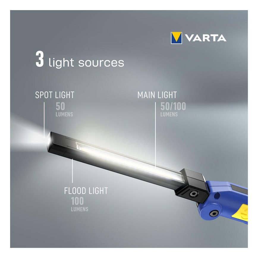 Varta 18649101401 - LED uppladdningsbar ficklampa WORK FLEX F20R LED/5V IP54
