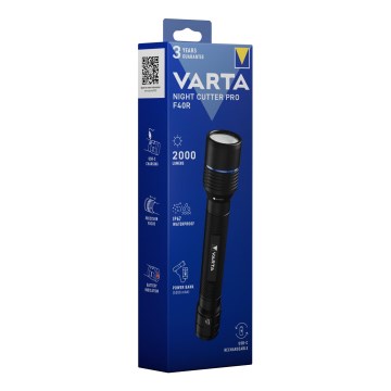 Varta 18922101111 - Uppladdningsbar LED-ficklampa med powerbank NIGHT CUTTER PRO F40R LED/USB IP67 5200 mAh