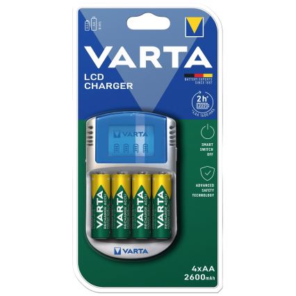 Varta 57070201451 - LCD-batteriladdare för 4xAA/AAA 2600mAh 5V