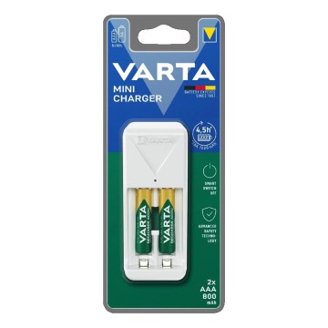 Varta 57656201421 - Batteriladdare för 2 x AA/AAA, 800 mAh, 230 V