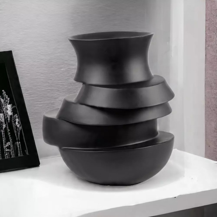 Vas 38x33x36 cm harts/matt svart